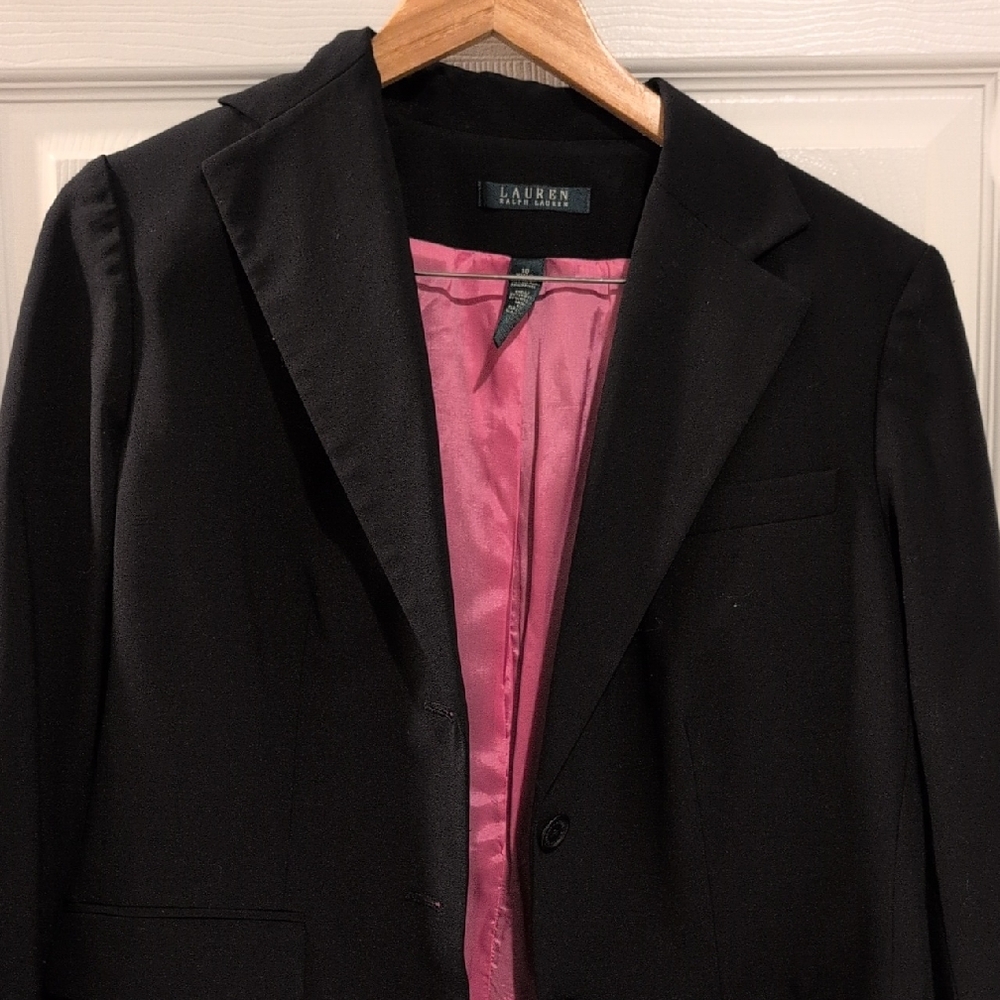 Lauren Ralph Lauren Black Blazer with Pink Lining